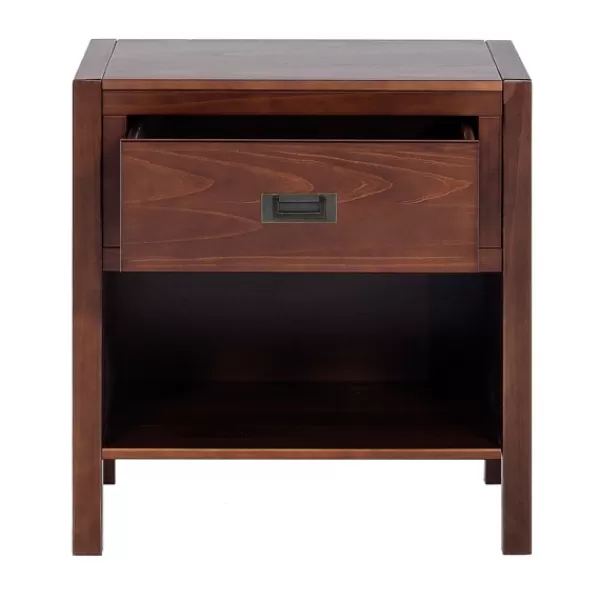 Nightstands-Kirkland's Home Walnut Classic 1-Drawer Nightstand Brown