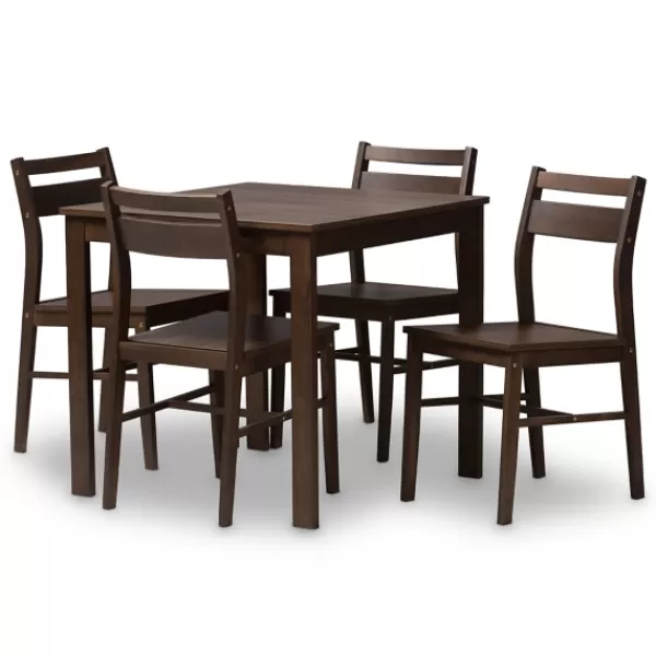 Dining Sets-Kirkland's Home Walnut Contemporary Wood 5-Pc. Dining Set