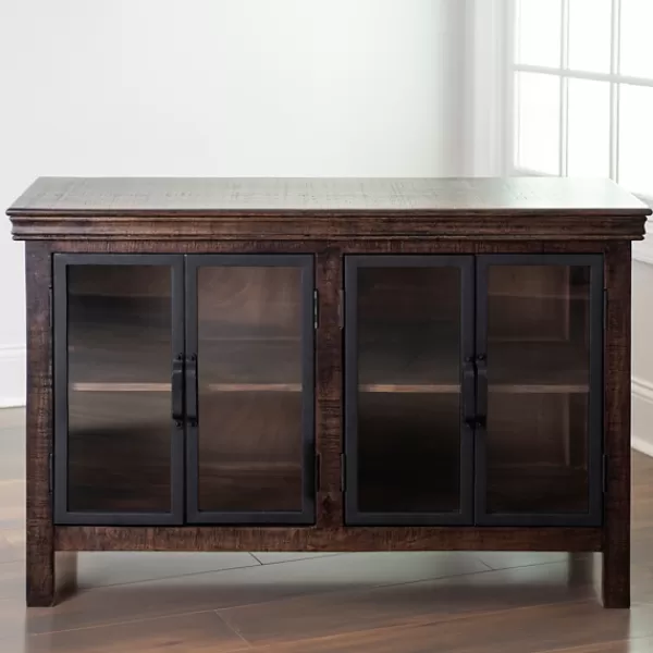 Cabinets & Sideboards-Kirkland's Home Walnut Henry Cabinet With Glass Doors Brown