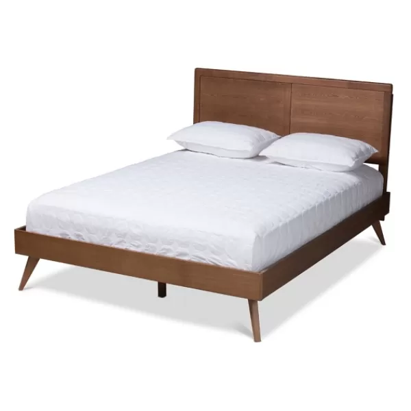 Beds & Headboards-Kirkland's Home Walnut Inset Paneling Platform King Bed Brown