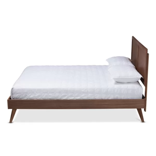 Beds & Headboards-Kirkland's Home Walnut Inset Paneling Platform King Bed Brown