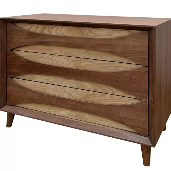 Dressers & Chests-Kirkland's Home Walnut Kylie 3-Drawer Chest Brown