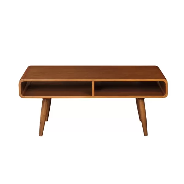 Coffee Tables-Kirkland's Home Walnut Mid-Century Modern Solid Wood Coffee Table Brown