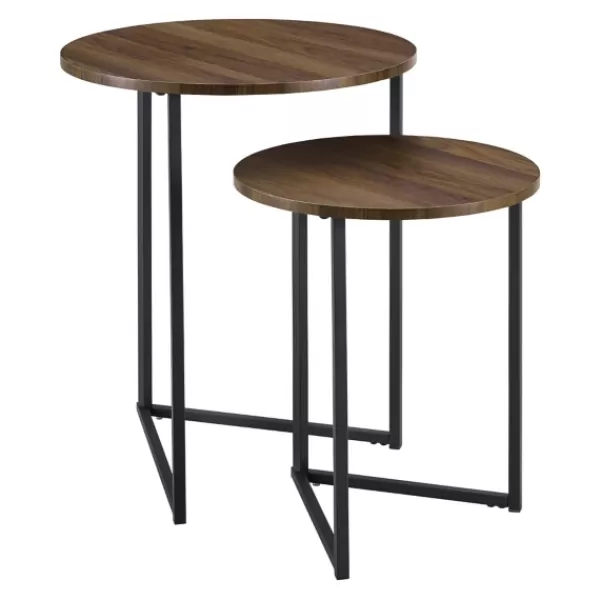 Accent & End Tables-Kirkland's Home Walnut Nesting V-Leg Accent Tables, Set Of 2 Brown