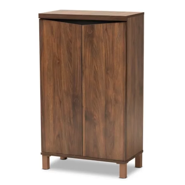 Entryway Furniture-Kirkland's Home Walnut Slim Shoe Storage Cabinet Brown