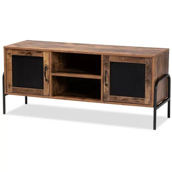 Tv Stands & Media Consoles-Kirkland's Home Walnut Wood 2-Door Tv Stand Brown