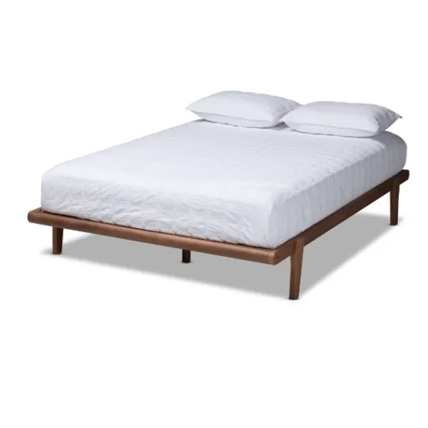 Beds & Headboards-Kirkland's Home Walnut Wood Full Platform Bed Brown