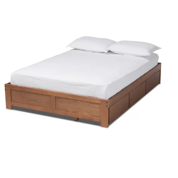 Beds & Headboards-Kirkland's Home Walnut Wooden 3-Drawer Platform Bed Brown