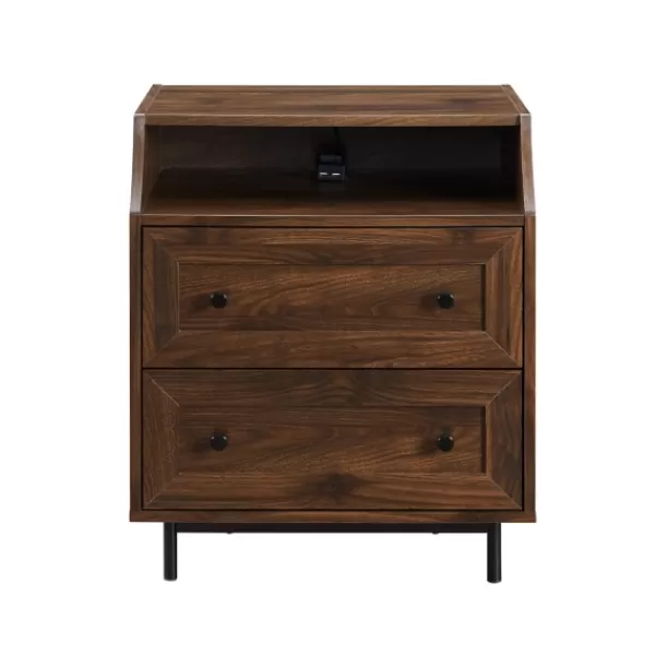 Nightstands-Kirkland's Home Warm Brown Curved Top Nightstand Table