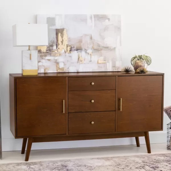 Console Tables-Kirkland's Home Warm Brown Mid-Century Modern Storage Console