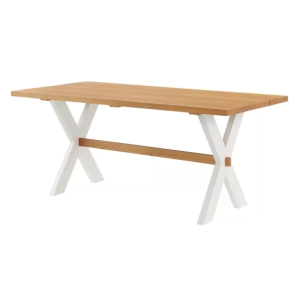 Dining Tables-Kirkland's Home Warm Cherry Birch Trestle Base Dining Table Tan/White