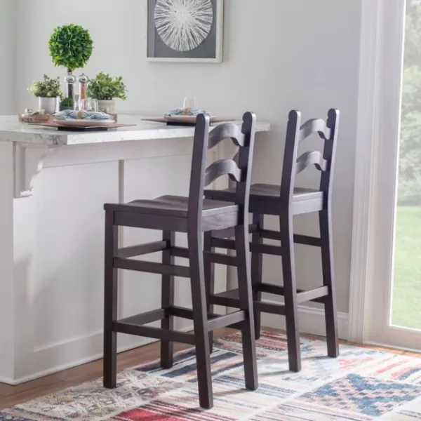 Bar Stools & Counter Height Stools-Kirkland's Home Warm Ladder Back Bar Stools, Set Of 2 Brown