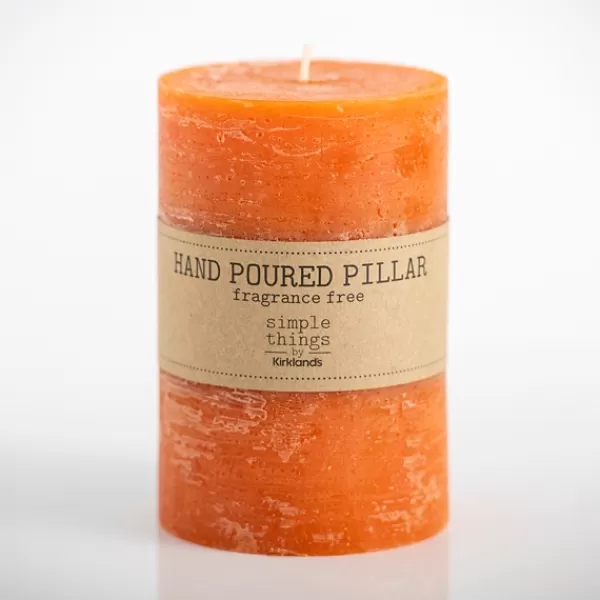 Candles-Kirkland's Home Warm Unscented Pillar Candle, 3X6 In. Orange