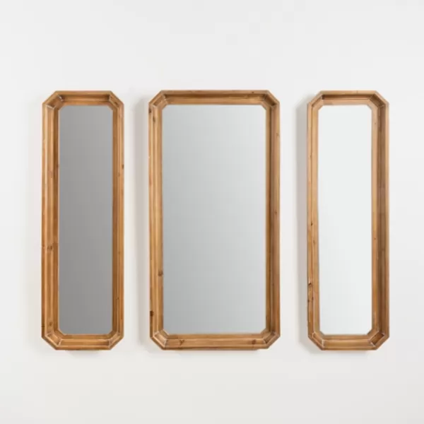 Framed Mirrors-Kirkland's Home Warm Wood Inset Mirrors, Set Of 3