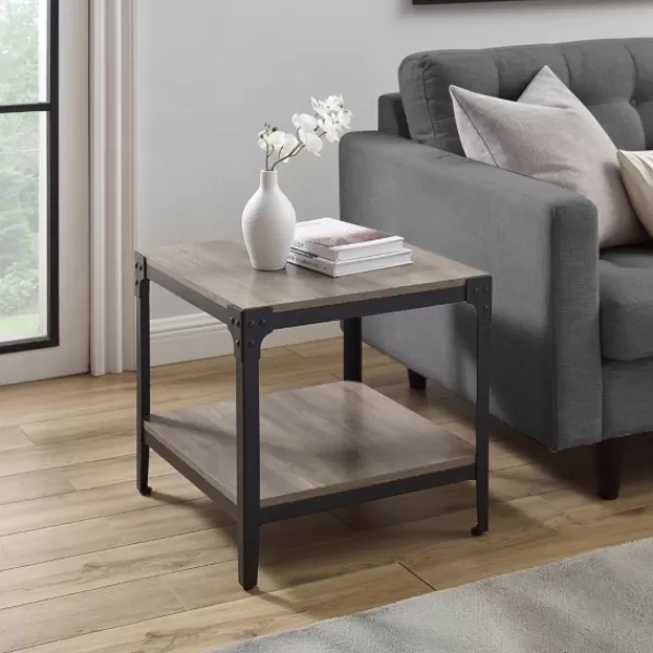 Accent & End Tables-Kirkland's Home Wash Angle Iron Accent Tables, Set Of 2 Gray