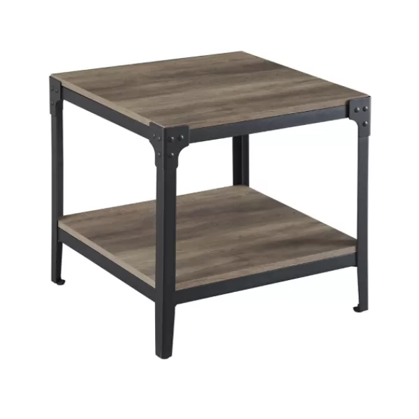 Accent & End Tables-Kirkland's Home Wash Angle Iron Accent Tables, Set Of 2 Gray