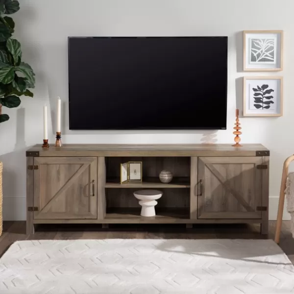 Tv Stands & Media Consoles-Kirkland's Home Wash Barn Door Tv Stand Gray