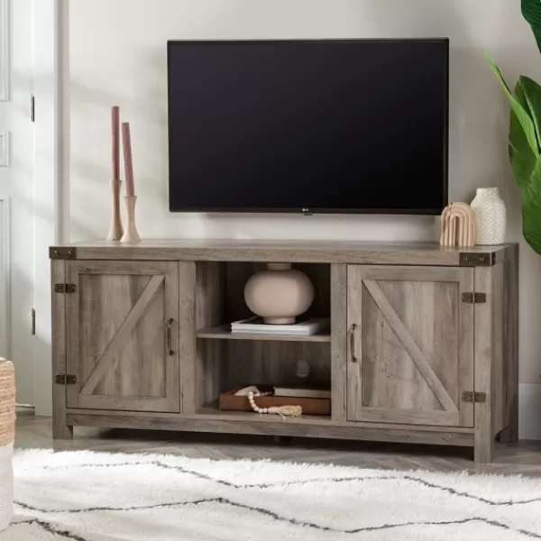 Tv Stands & Media Consoles-Kirkland's Home Wash Barn Doors Tv Stand Gray