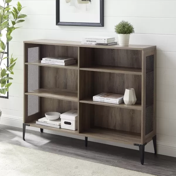 Bookshelves-Kirkland's Home Wash Bookshelf With Mesh Sides Gray