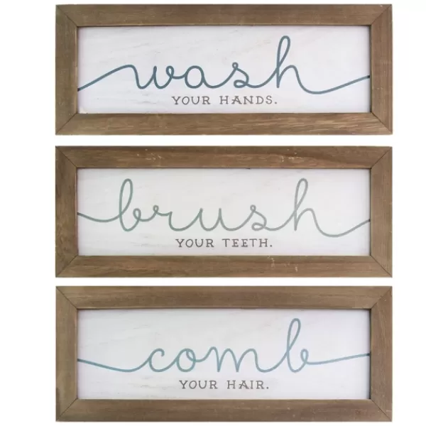 Wall Quotes & Signs-Kirkland's Home Wash Brush Comb Framed Wall Plaques, Set Of 3 Multi