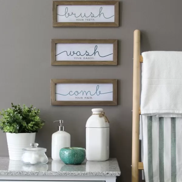 Wall Quotes & Signs-Kirkland's Home Wash Brush Comb Framed Wall Plaques, Set Of 3 Multi