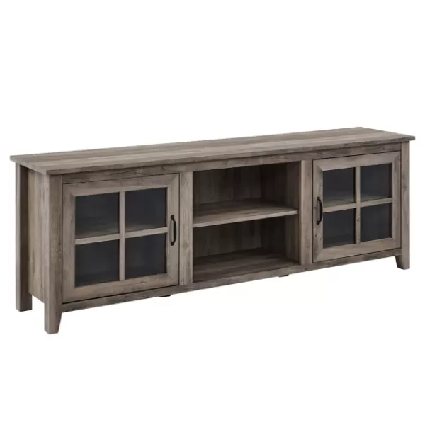 Tv Stands & Media Consoles-Kirkland's Home Wash Glass Door Tv Stand Gray