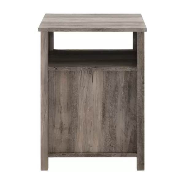 Accent & End Tables-Kirkland's Home Wash Grooved Door Side Table Gray