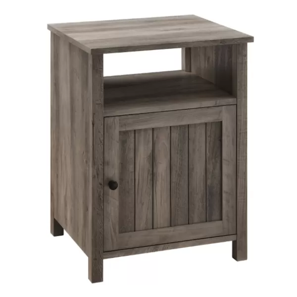 Accent & End Tables-Kirkland's Home Wash Grooved Door Side Table Gray