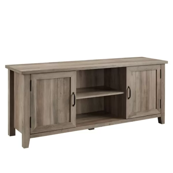 Tv Stands & Media Consoles-Kirkland's Home Wash Grooved Door Tv Stand Gray