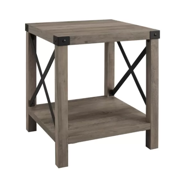 Accent & End Tables-Kirkland's Home Wash Industrial X-Frame Accent Table Gray