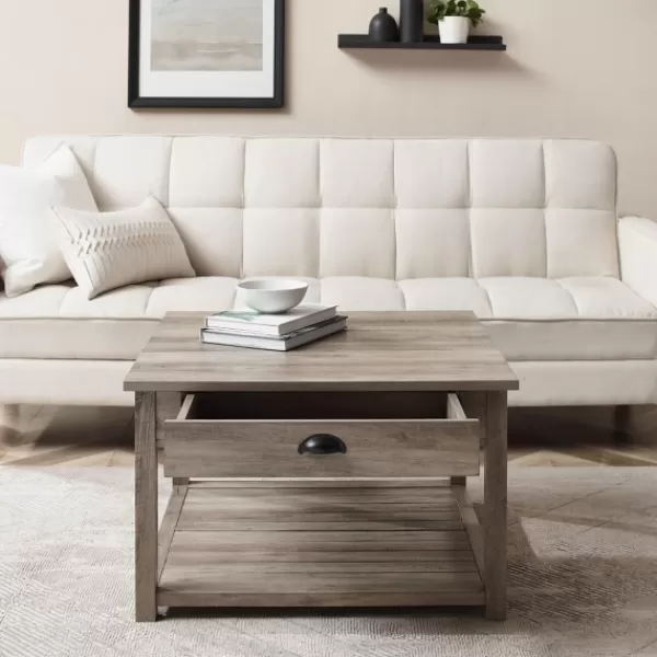 Coffee Tables-Kirkland's Home Wash Square Coffee Table Gray