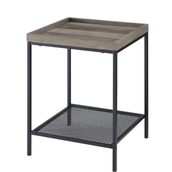 Accent & End Tables-Kirkland's Home Wash Square Tray Style Top Accent Table Gray