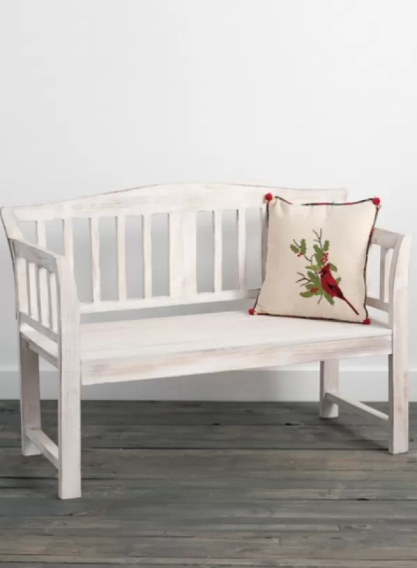 Benches & Ottomans-Kirkland's Home Washed Arched Wood Bench White