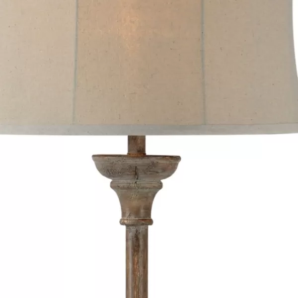 Floor Lamps-Kirkland's Home Washed Driftwood Floor Lamp With Tray Table Ivory