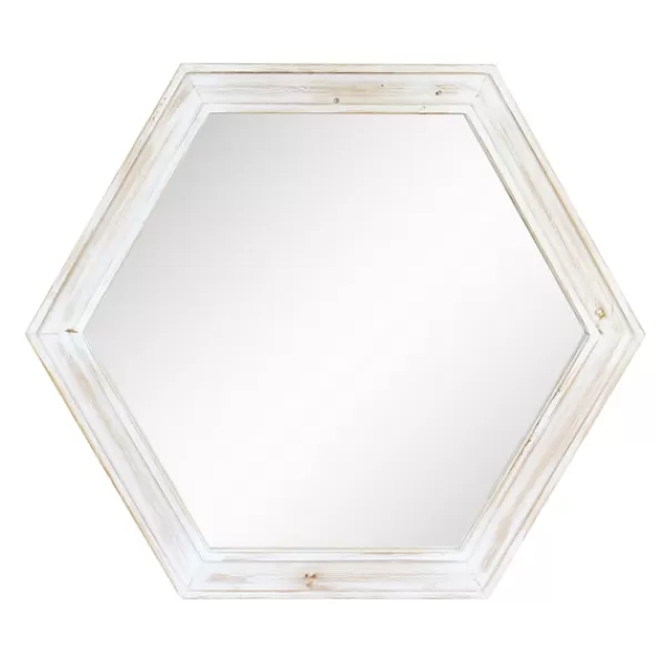 Decorative Mirrors-Kirkland's Home Washed Hexagon Frame Mirror White