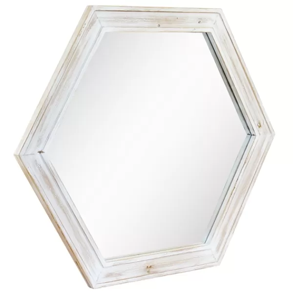 Decorative Mirrors-Kirkland's Home Washed Hexagon Frame Mirror White