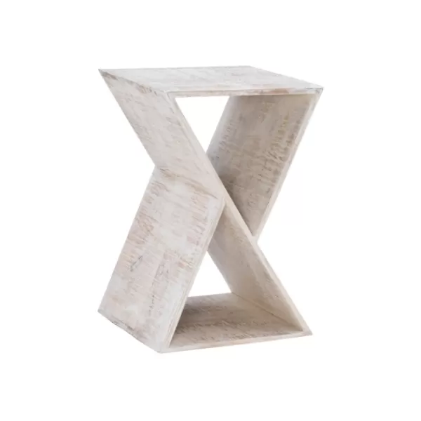 Accent & End Tables-Kirkland's Home Washed Mango Wood Hourglass Accent Table White