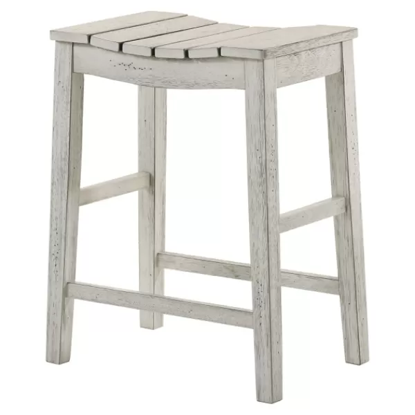 Bar Stools & Counter Height Stools-Kirkland's Home Washed Saddle Seat Counter Stools, Set Of 2 White