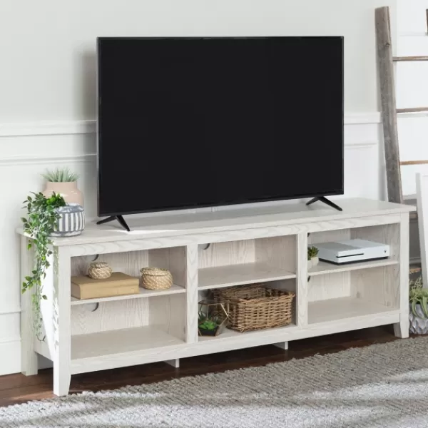 Tv Stands & Media Consoles-Kirkland's Home Washed Wood Tv Stand, 70 In. White