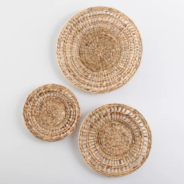 Wall Plaques-Kirkland's Home Water Hyacinth Basket Wall Plaques, Set Of 3 Tan