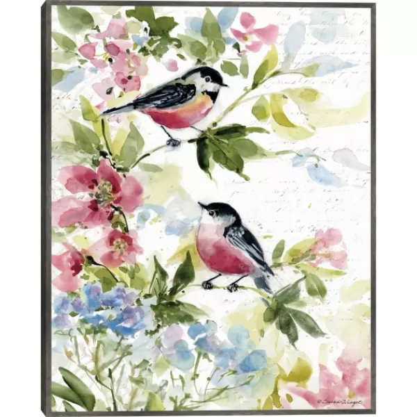 Canvas Art-Kirkland's Home Watercolor Birds I Framed Canvas Art Print Green/Red/White