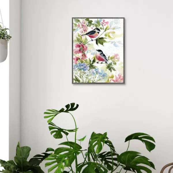 Canvas Art-Kirkland's Home Watercolor Birds I Framed Canvas Art Print Green/Red/White