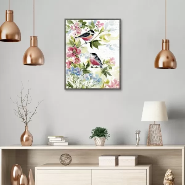 Canvas Art-Kirkland's Home Watercolor Birds I Framed Canvas Art Print Green/Red/White