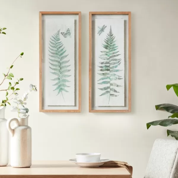 Framed Art-Kirkland's Home Watercolor Ferns 2-Pc. Framed Wall Art Green/White/Brown