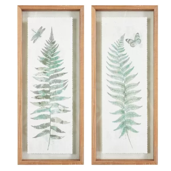 Framed Art-Kirkland's Home Watercolor Ferns 2-Pc. Framed Wall Art Green/White/Brown