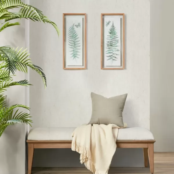 Framed Art-Kirkland's Home Watercolor Ferns 2-Pc. Framed Wall Art Green/White/Brown