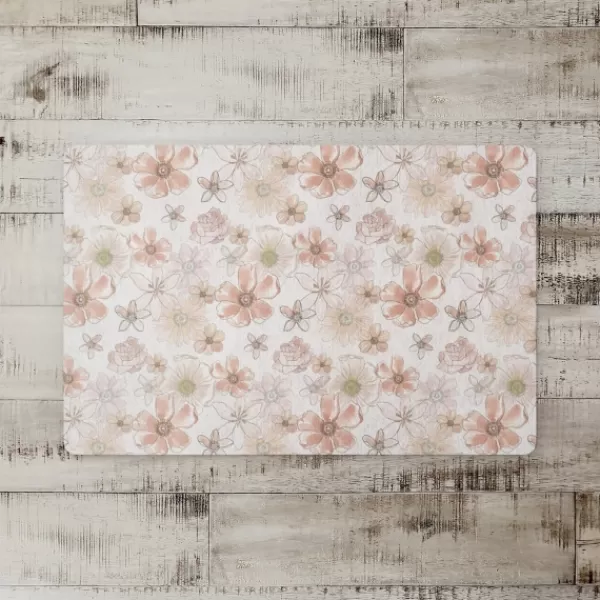 Kitchen & Floor Mats-Kirkland's Home Watercolor Flowers Kitchen Mat White