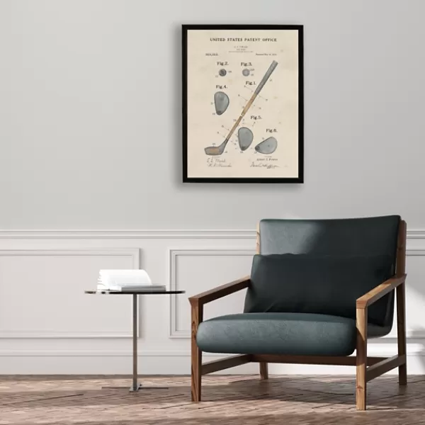 Framed Art-Kirkland's Home Watercolor Golf Club Framed Art Print Gray/Tan