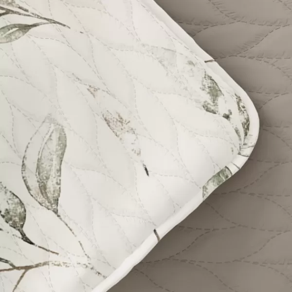 Quilts-Kirkland's Home Watercolor Leaves Reversible 3-Pc. King Quilt Set White/Green/Tan