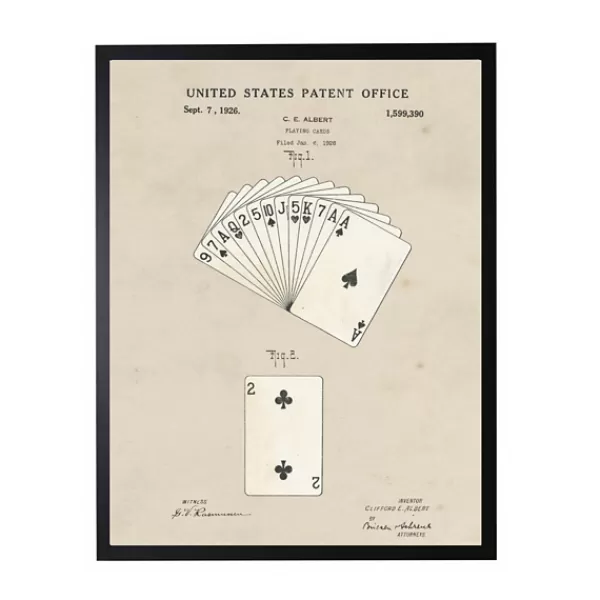 Framed Art-Kirkland's Home Watercolor Playing Cards Framed Art Print Tan
